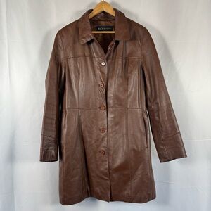 R&O Reilly Olmes Trench Coat Genuine Leather Soft Vintage 70's Inspired Large